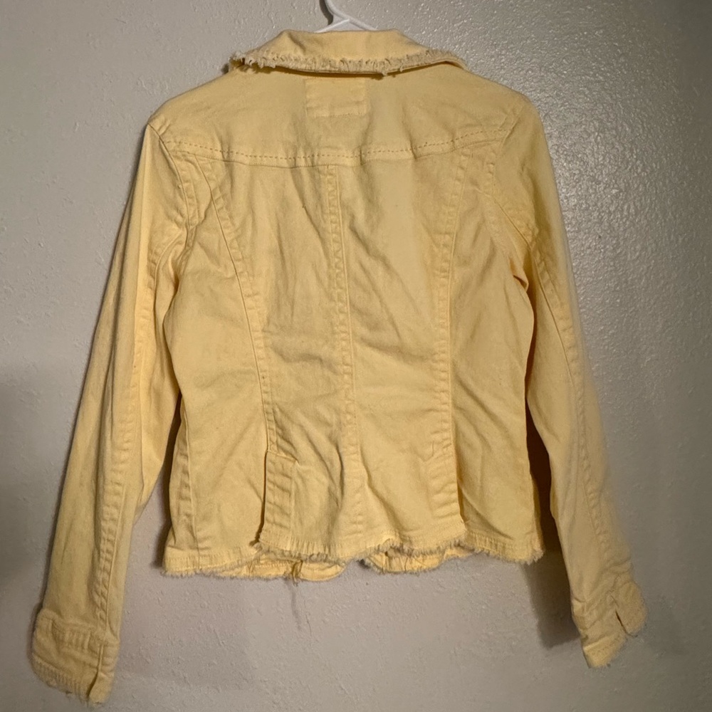 Live a Little Butter Yellow Distressed Jean Jacket - Picture 6 of 8